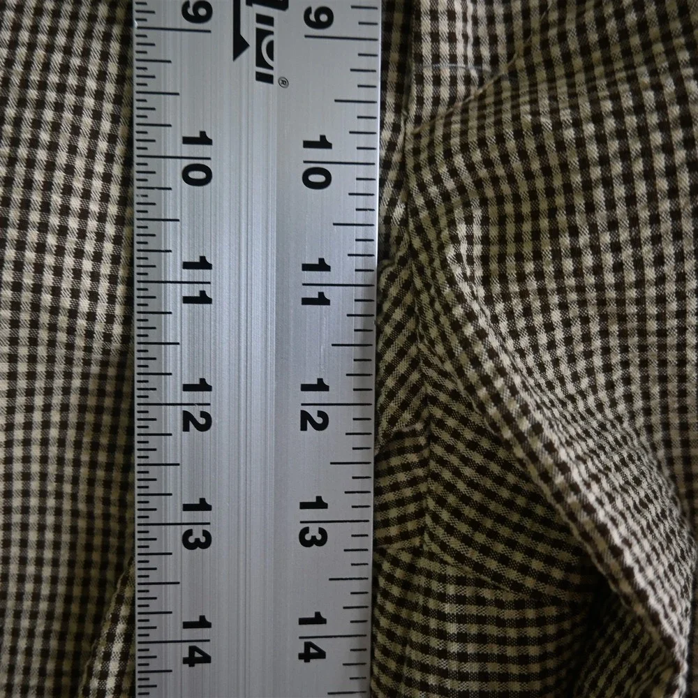 Bespoke‎ Mens 40x32 Brown Gingham Check Seersucker Flat Front Classic Mens Pants